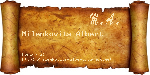 Milenkovits Albert névjegykártya